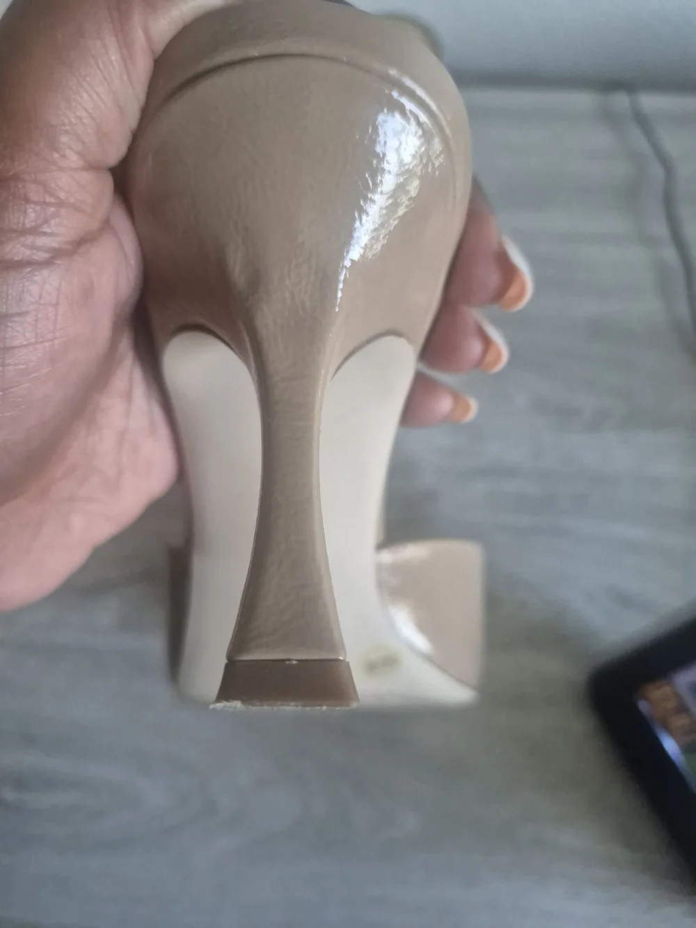 Jessica Simpson Patent Nude/Taupe Slide Mules